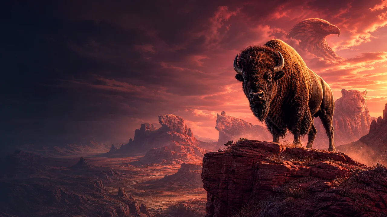 Buffalo Gold Canyon demo screen in a Wild West canyon