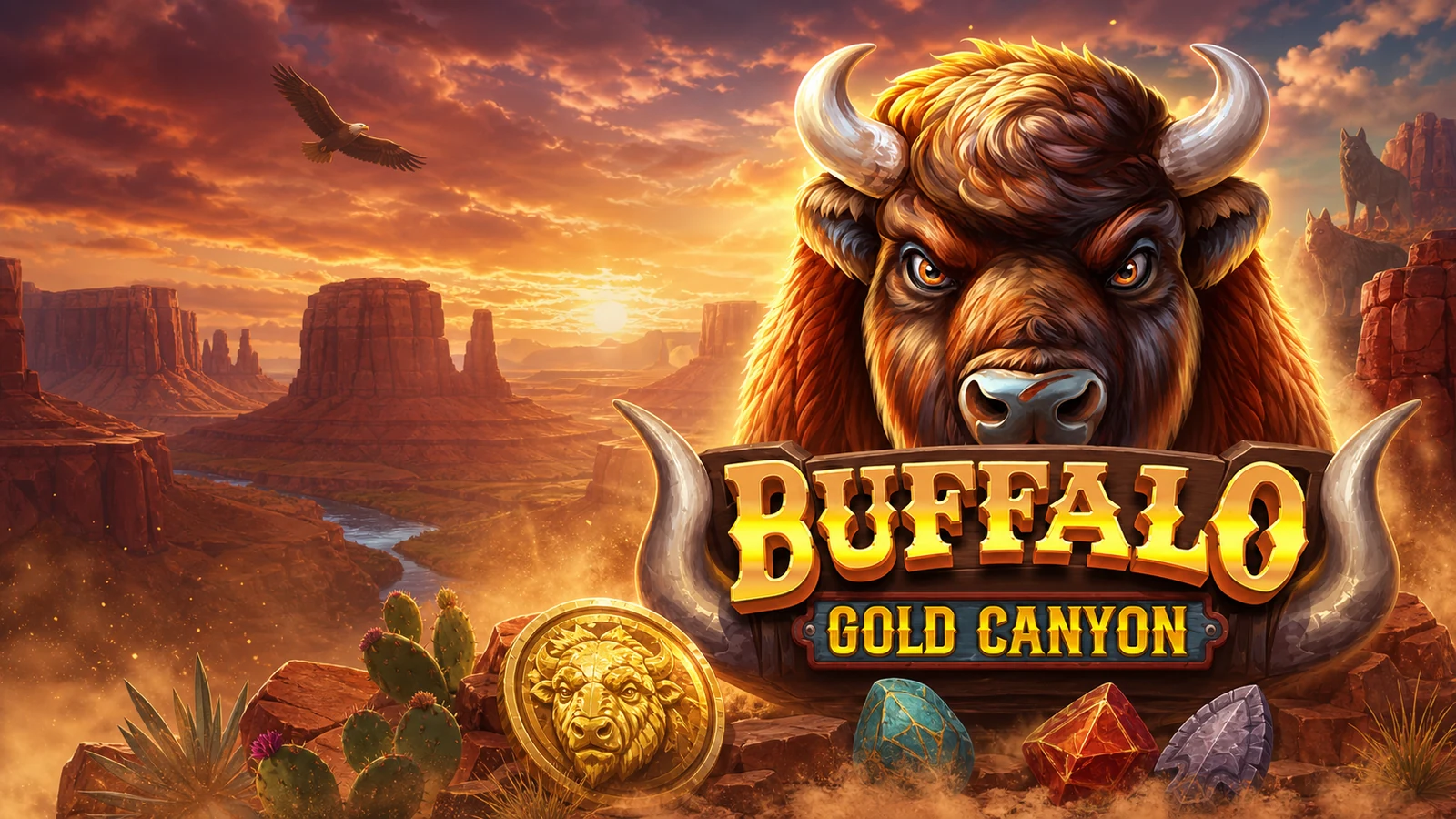 Buffalo Gold Canyon artwork with buffalo and canyon landscape